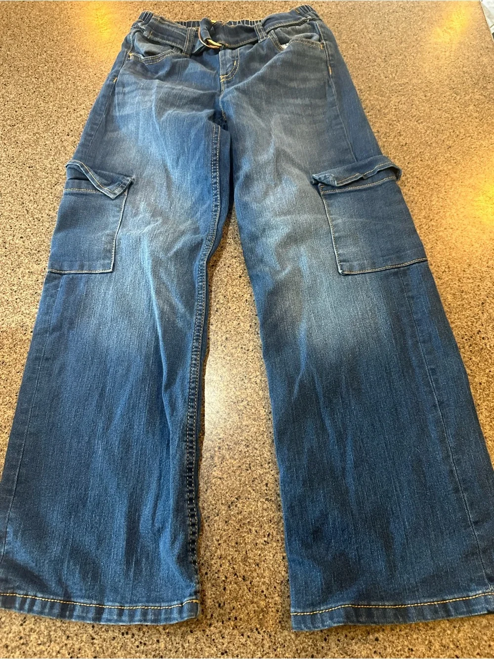 Justice Dark Blue Denim Jeans with Contrast Stitching